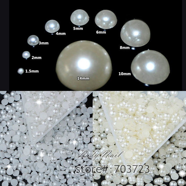 White Half Round Flatback Pearls 1.5mm 2mm 3mm 4mm 5mm 6mm 8mm